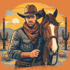 Cowboy graphic t-shirt design