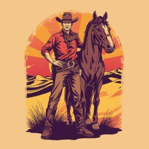 Cowboy graphic t-shirt design
