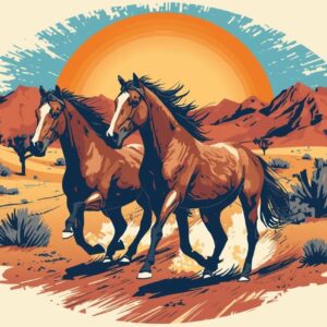 Two Horse graphic t-shirt design